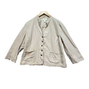 Talbots Womens Linen Blend Blazer Jacket Sze18 Beige Casual Button Front Pockets
